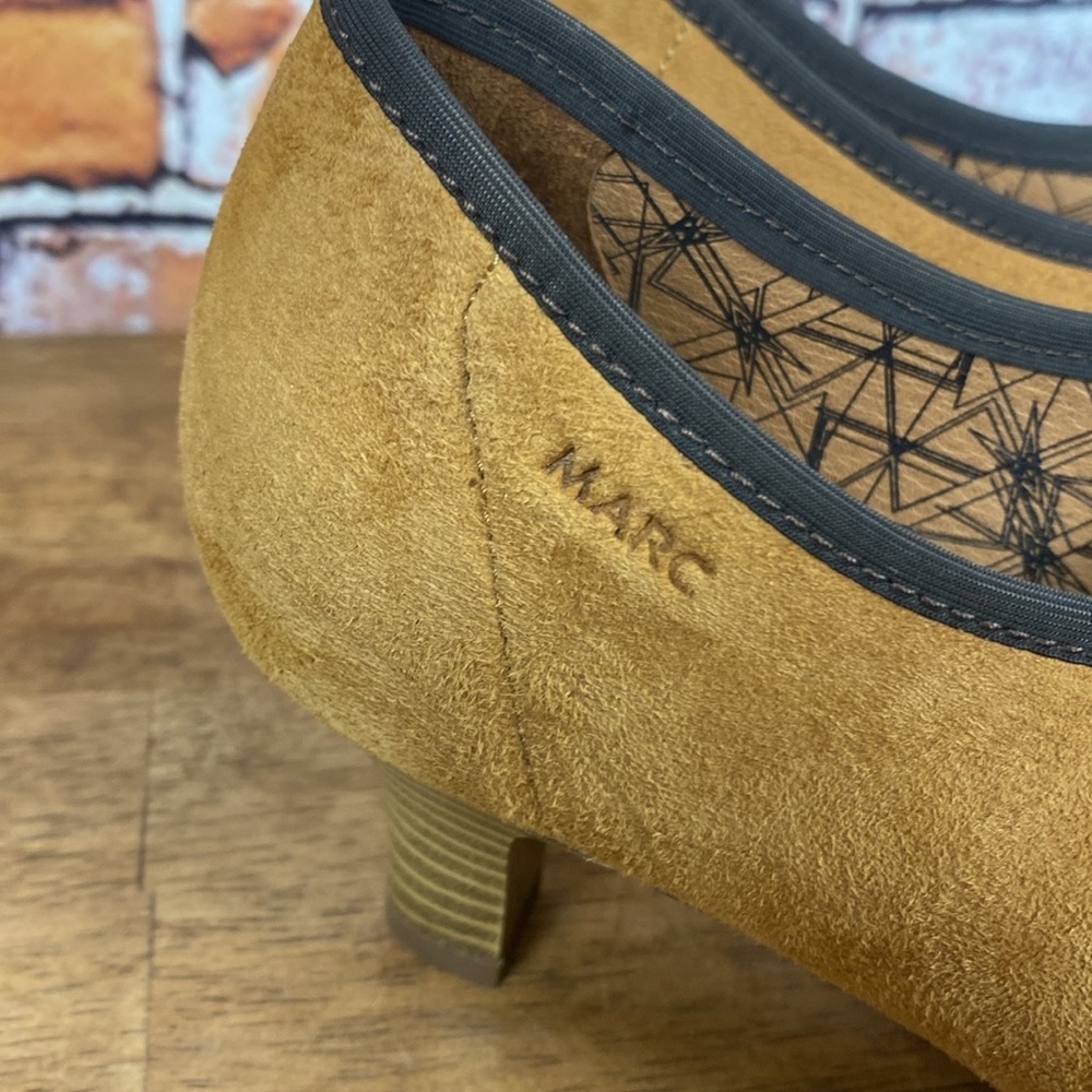 Marc Art of Walking Tan Suede Leather Lace-Up Pointy Toe Heels Sz 9 - Picture 6 of 17